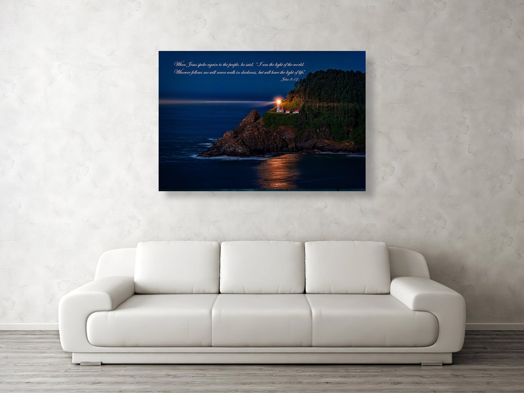 Large Wall Art Scripture Gospel John 812 Heceta Head Etsy