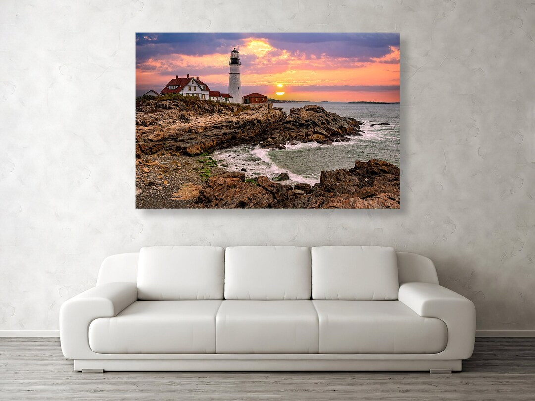 Large Wall Art "coastal Guardian" Portland Head Lighthouse Maine ...