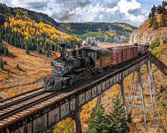 Mixed Winter Freight Vintage Durango and Silverton D/&RGW Narrow Gauge Colorado Steam Train Fine Art Print Canvas and Metal Options Title