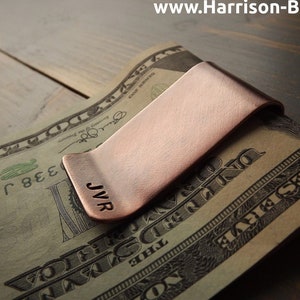 Copper Money Clip, Handcrafted Solid Heavyweight Copper Money Clip, Personalised Money Clip, Monogram Money Clip, Polished, Antiqued, Rustic image 1