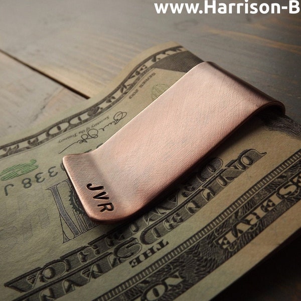 Copper Money Clip, Handcrafted Solid Heavyweight Copper Money Clip, Personalised Money Clip, Monogram Money Clip, Polished, Antiqued, Rustic