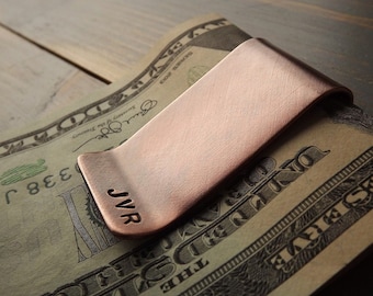 Copper Money Clip, Handcrafted Solid Heavyweight Copper Money Clip, Personalised Money Clip, Monogram Money Clip, Polished, Antiqued, Rustic