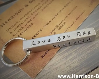 Personalised Keyring, Bar Keyring, Custom Keyring, Bar Key Fob, Stamped Key Chain, Personalised Key Fob, Personalised Gift, Silver Keyring