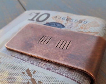 Copper Anniversary, 9th Wedding Anniversary, Tally Marks, 9 Tally Marks, Copper Money Clip, Personalised Money Clip, Initials, Custom Gift