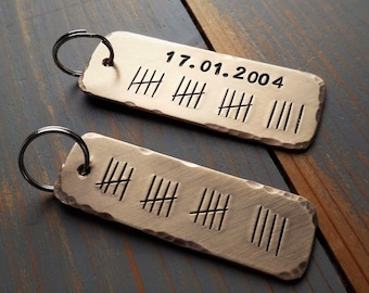 19th Wedding Anniversary, 19 years, Nineteenth Anniversary, Tally Mark, Traditional, Bronze Anniversary, Husband, Wife, Keyring, Love, Cute