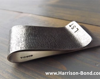 Sterling Silver Money Clip, Textured Money Clip, Heavyweight Money Clip, Raw Silk Money Clip, Luxury Money Clip, Bill Fold, Silver Bill Fold