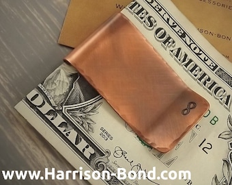 Hammered Copper Infinity Money Clip, Personalized Gift