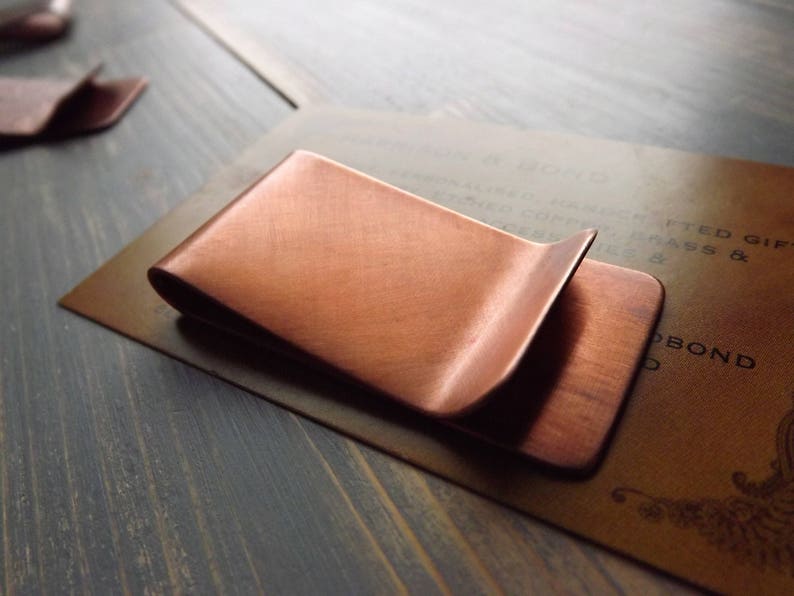 Copper Money Clip, Handcrafted Solid Heavyweight Copper Money Clip, Personalised Money Clip, Monogram Money Clip, Polished, Antiqued, Rustic zdjęcie 8