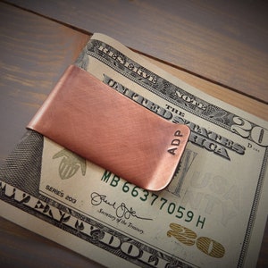 Copper Money Clip, Handcrafted Solid Heavyweight Copper Money Clip, Personalised Money Clip, Monogram Money Clip, Polished, Antiqued, Rustic image 3