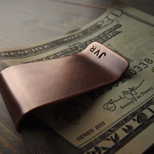 Copper Money Clip, Handcrafted Solid Heavyweight Copper Money Clip, Personalised Money Clip, Monogram Money Clip, Polished, Antiqued, Rustic zdjęcie 7