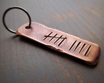 Tally Mark, Nine Years, 9th Wedding Anniversary, 9th Anniversary, Copper Anniversary, Personalised Gift, Husband, Wife, Keyring, Love, Cute