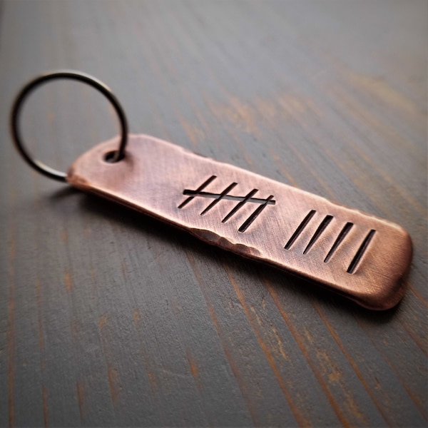 Tally Mark, Nine Years, 9th Wedding Anniversary, 9th Anniversary, Copper Anniversary, Personalised Gift, Husband, Wife, Keyring, Love, Cute
