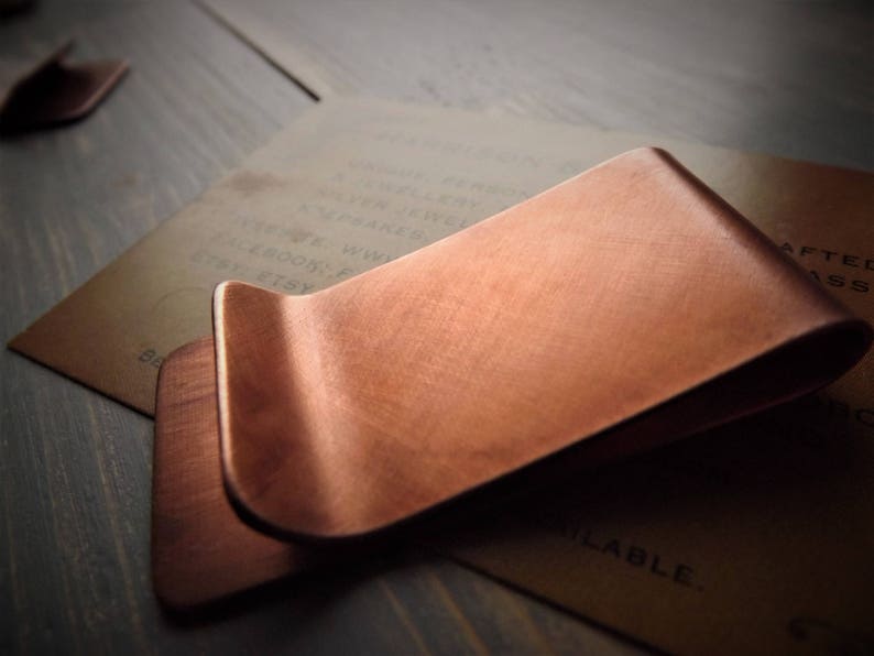 Copper Money Clip, Handcrafted Solid Heavyweight Copper Money Clip, Personalised Money Clip, Monogram Money Clip, Polished, Antiqued, Rustic image 9