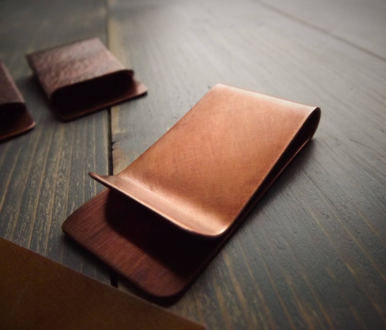 Copper Money Clip, Handcrafted Solid Heavyweight Copper Money Clip, Personalised Money Clip, Monogram Money Clip, Polished, Antiqued, Rustic zdjęcie 2