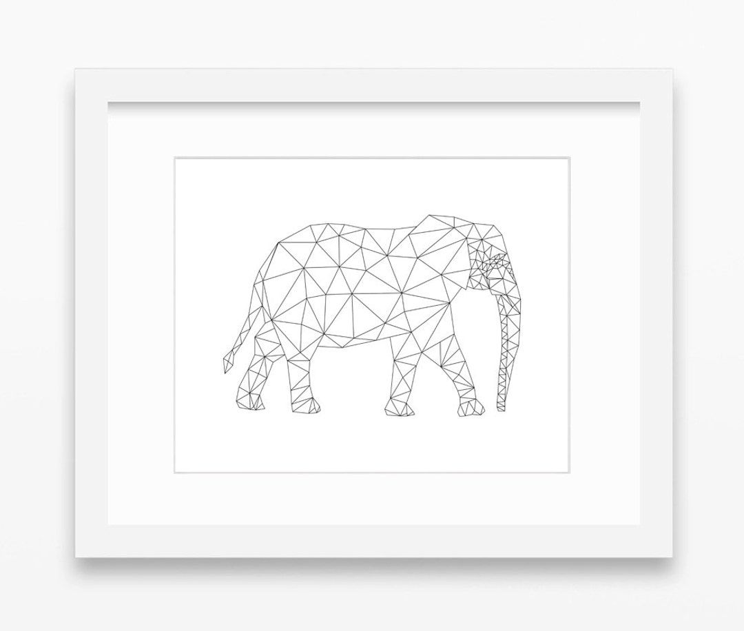 Elephant Print, Elephant Art, Elephant Wall Art, Geometric Elephant