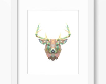 Deer Print, Bear Art, Deer Wall Art, Geometric Deer Print, Wall Print, Origami Deer Print, Deer Face, Geometric Deer Art, Triangle Deer Art