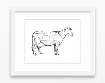 Beef Print, Kuh Kunst, Kuh Fleisch, Beef Fleisch Print, Fleisch Print, Fleisch Chart, Kuh Fleisch Chart, Fleisch schneidet, Kuh Fleisch schneidet, Beef Cuts, Beef Chart Art