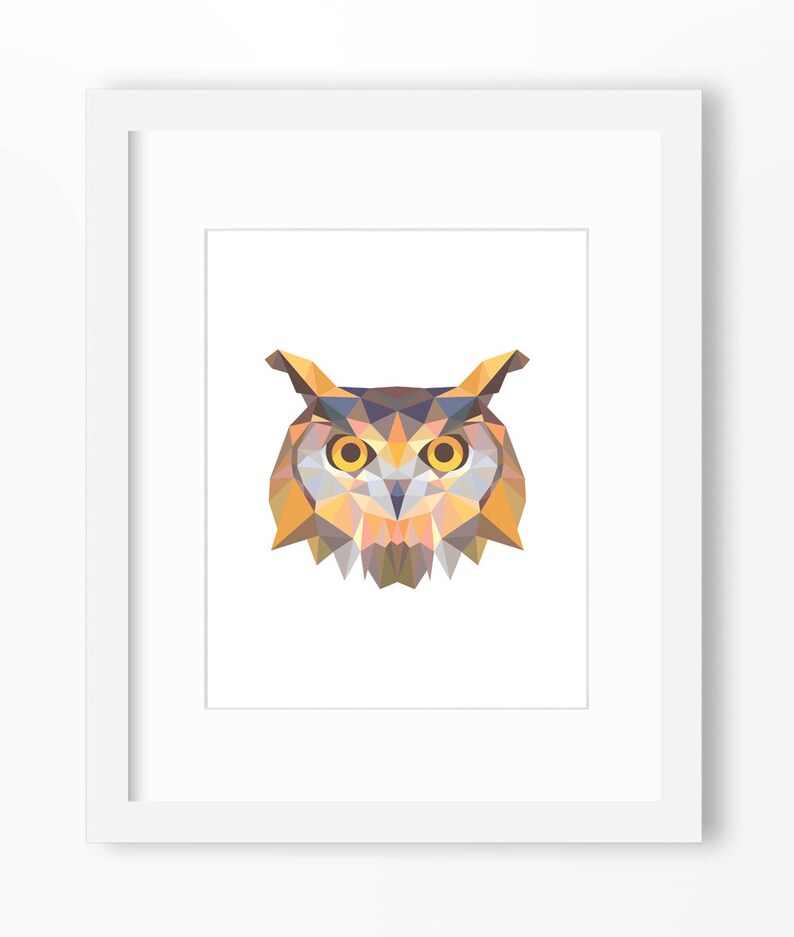 Owl Print Owl Art Owl Wall Art Geometric Owl Print Owl Etsy