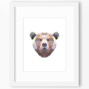 Bear Print, Bear Art, Bear Wall Art, Geometric Bear Print, Wall Print, Origami Bear Print, Bear Face, Geometric Bear Art, Triangle Bear Art