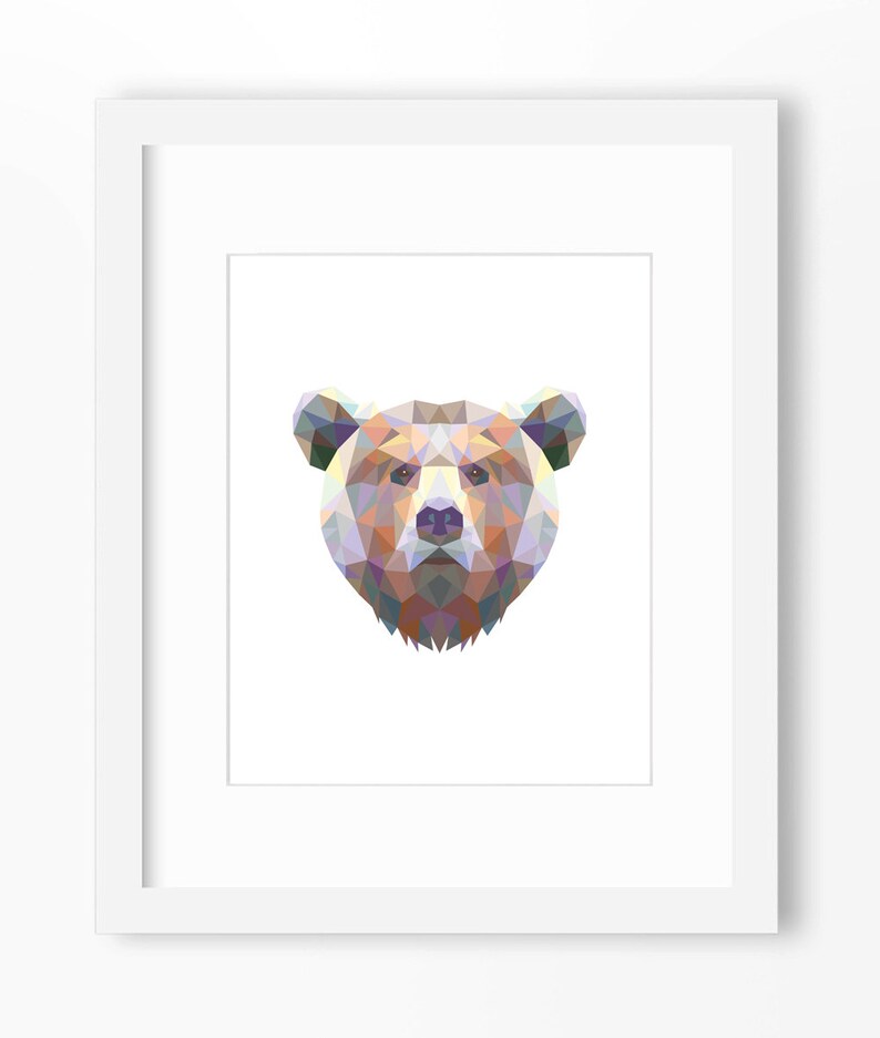 Bear Print Bear Art Bear Wall Art Geometric Bear Print Etsy