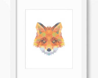 Fox Print, Fox Art, Fox Wall Art, Geometric Fox Print, Fox Print, Origami Fox Print, Fox Face, Geometric Fox Art, Triangle Fox Art, Fox Art