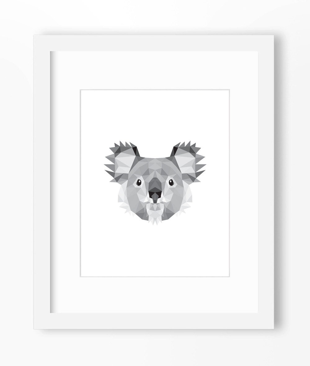 Koala Print, Koala Art, Koala Wall Art, Geometric Koala Print, Koala