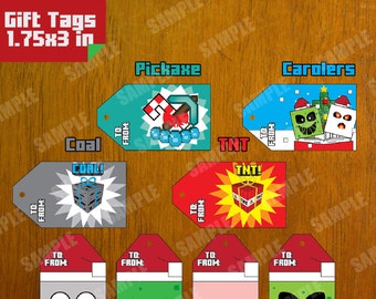 Mineventure Christmas Gift Tags - 1.75x3 - Instant Download Printable