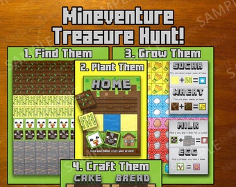 Juego de fiesta "Mineventure Treasure Hunt" - Descarga instantánea - Crafting
