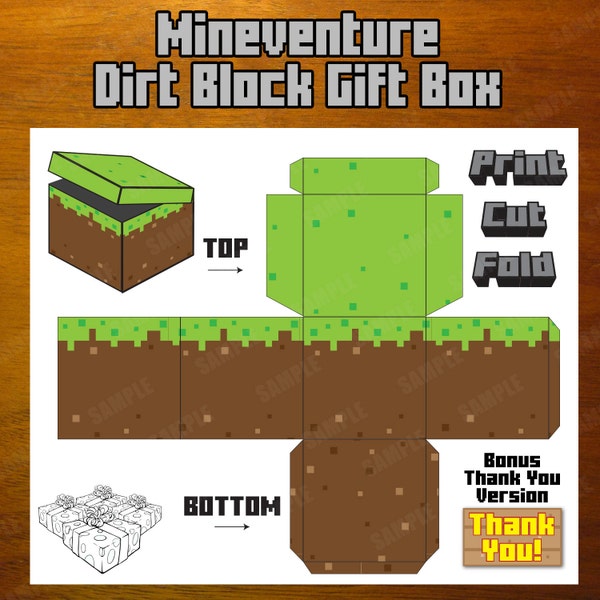 Minventure Geschenkbox - Instant Download - Dirt Block