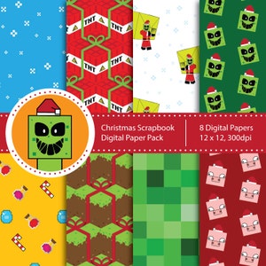 Mineventure Christmas Scrapbooking Paper - 12x12 - Instant Download Printable
