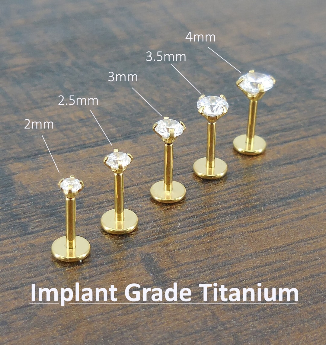 OUFER Helix Piercing – G23 Titan Labret Stecker Mit Klarem CZ, 16G/1,2 Mm, 8 Mm Länge