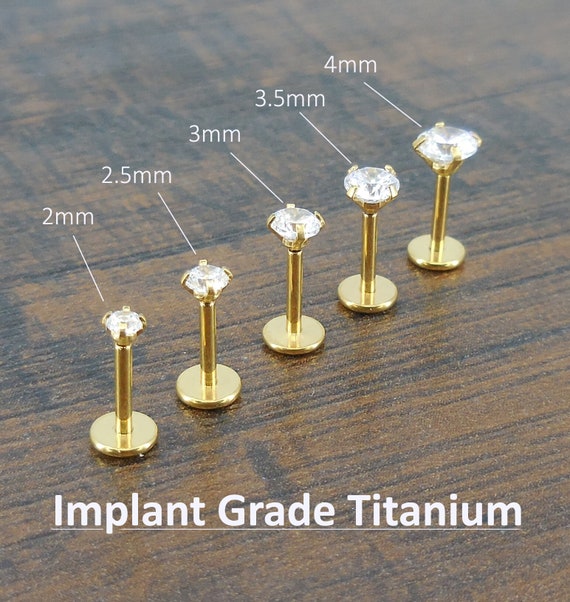 Implant Grade Titanium Internally Threaded 3 Gem Small to Big Labret Implant Grade Titanium Internally Threaded 3 Gem Small to Big Labret