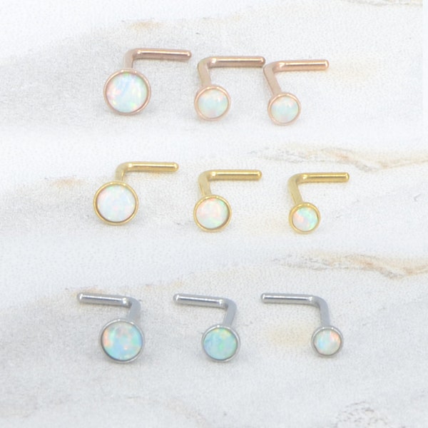 NEW 2, 2.5 or 3mm L Shape Nose Rings -Implant Grade Titanium- Small Petite Stud Gold Tone Jewelry 20G/18G -L Bend Nose Stud - Nose Ring