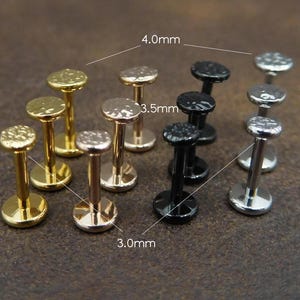 Flat Back Disc Hammered Circle Stud Earrings, Silver Threadless Push Pin Style Gold Tone Nose Ring 16G 18G 20G Unique Rustic Look Earrings