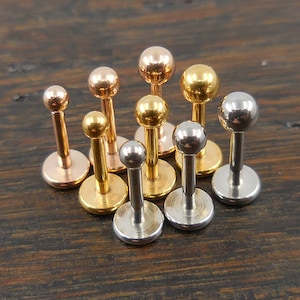 Small Disc Circle Sphere 18G 20G Flat Back Threadless Push Pin Petite 2mm 2.5mm 3mm Ball Gold Rose Helix Earring Cartilage Nose Stud Ring