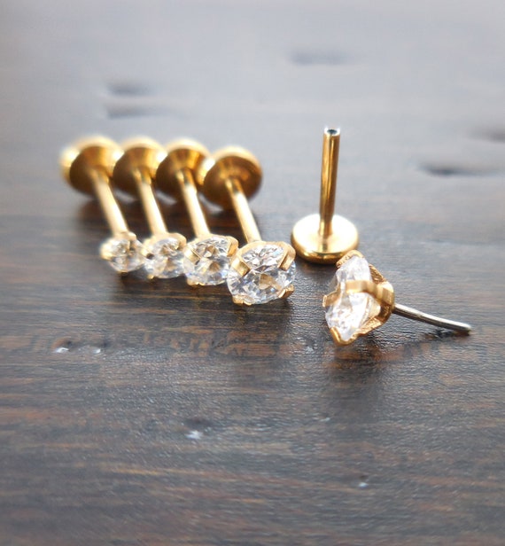 Flat Back Nose Ring LOLIAS 18K Gold Plated Threadless Flat Back