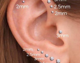 Tiny Opal Stud Earring Flat Back - Opaal kraakbeen Threadless Earring - Tragus Piercing Stud - Forward Helix Earring - Tiny Tragus Earring