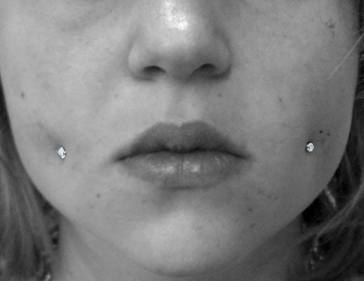 Pair Dimple Maker Cheek Piercings 3mm Clear Crystal CZ 16G 14mm, 16mm ...