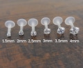16G Flatback Earrings Stud 6, 8, 10mm 1.5-4mm Clear CZ Triple Helix Stud BioFlex BioPlast Earring Cartilage Tragus Monroe Lip Rings