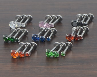 Silver Threadless Flat Back Stud Earrings - Surgical Steel Flat Back Stud Earrings – Choose Your Colors, 3-Piece Set