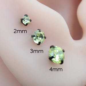 Olive Green Black PVD  Stud Earring • Threadless Stud Earring • Push Pin Flat Labret Back Earring • Black Nose Ring • Tragus Earring Stack