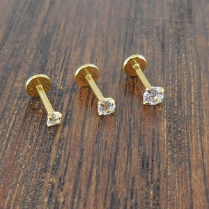 18G Gold Tone Internally Threaded 2,2.5,3mm ~ Triple Helix Stud Earrings ~ Cartilage Stud ~ Tragus Jewelry 6mm Stud Labret Lip Ring NEW