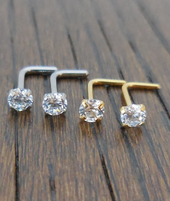 Large 3mm Gem Crystal 20g Twisted Curved Nose Screw Steel Bar Stud Ring Piercing Large 3mm Gem Crystal 20g Twisted Curved Nose Screw Steel Bar Stud Ring Piercing