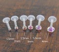 16G AB Crystal BioFlex Labret • Forward Helix Earrings • Tiny Tragus Piercing Stud • Cartilage Earring • Labret Stud Earring