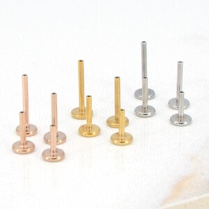 May include: A set of nine body jewelry pieces, including labret studs and nose rings. The jewelry is made of stainless steel and comes in gold, rose gold, and silver.