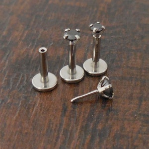 16g 2,2.5,3 mm Tragus 6 mm-8 mm fadenlose Push-Pin Labret Triple Tragus Helix Nasenring Knorpel Ohrringe Edelstahl Prong Set CZ Stein