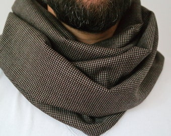 Foulard en laine brune homme Foulard circulaire en laine Cache-cou pour hommes Echarpe d’hiver Col en laine genou