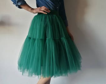 Jupe en tulle Jupe femme des années 50 en tulle vert Jupes de demoiselles d’honneur des années 50 Jupe de mariée en tulle Jupe féminine Jupe de cérémonie