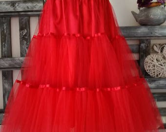 Sottogonna donna in tulle rosso Sottogonna sposa in tulle Pin up rockabilly dress Gonna sposa in tulle Gonna tulle anni 50 Gonna tulle