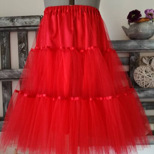 Sottogonna donna in tulle rosso Sottogonna sposa in tulle Pin up rockabilly dress Gonna sposa in tulle Gonna tulle anni 50 Gonna tulle